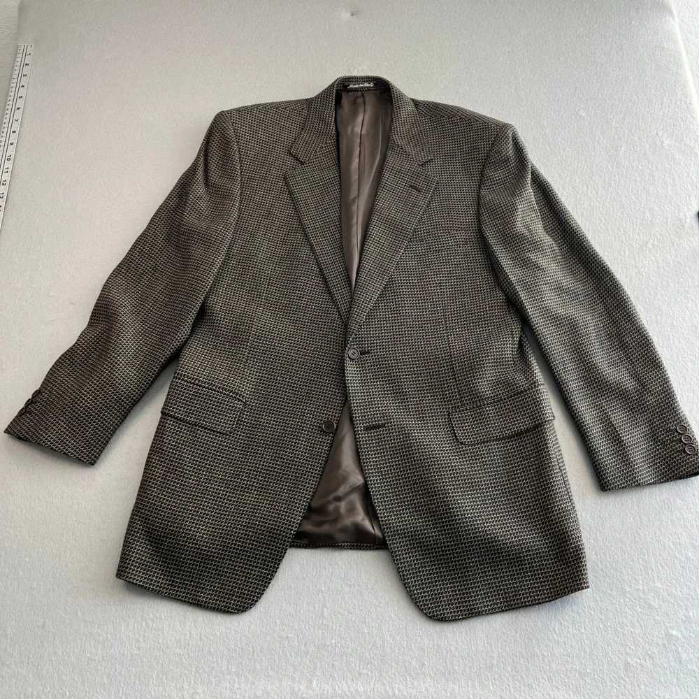 Canali Made In Italy Mens Blazer Brown Patterned Sport Coat Jacket 52R 100% Wool - Picture 2 of 11